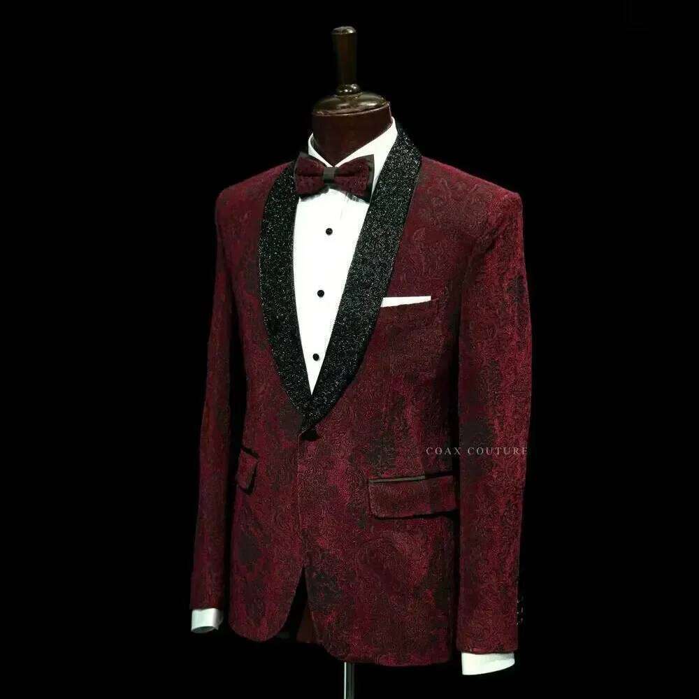 Men Formal Wear Red - Completo Formale da Uomo Rosso Scuro,