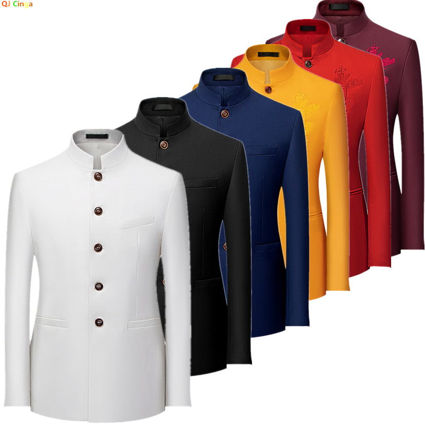 Men Formal Wear Red - Giacca da Uomo Stile Cinese a