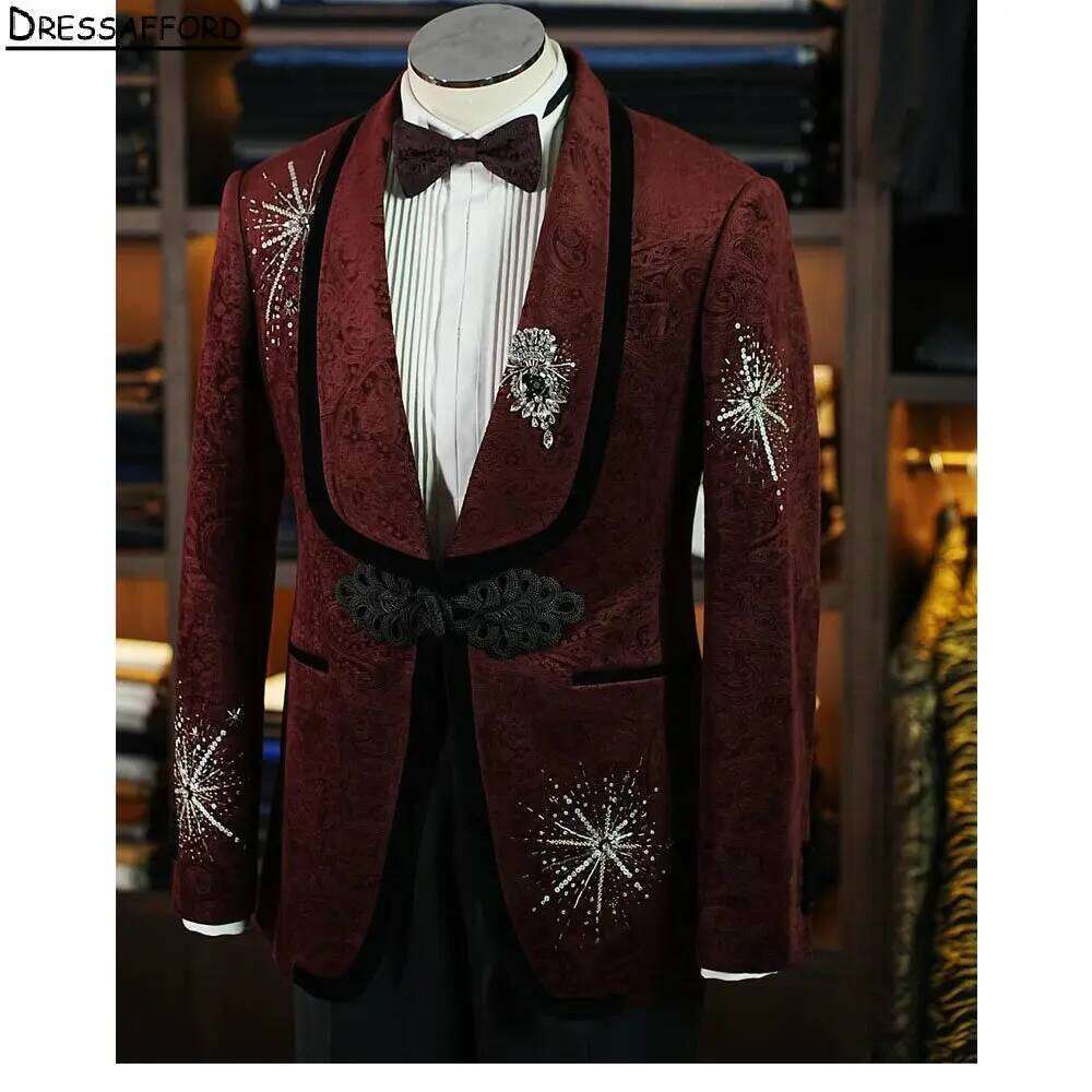 Men Formal Wear Red - Completo da Uomo Rosso Scuro in