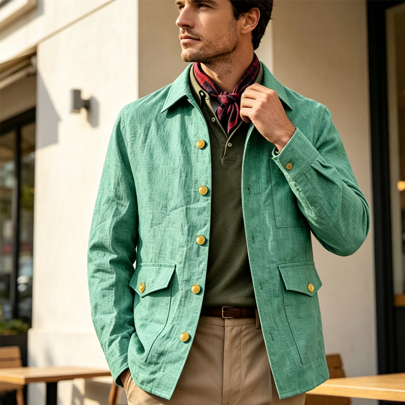Men Formal Wear With Coat - Giacca Vintage da Uomo in Lino