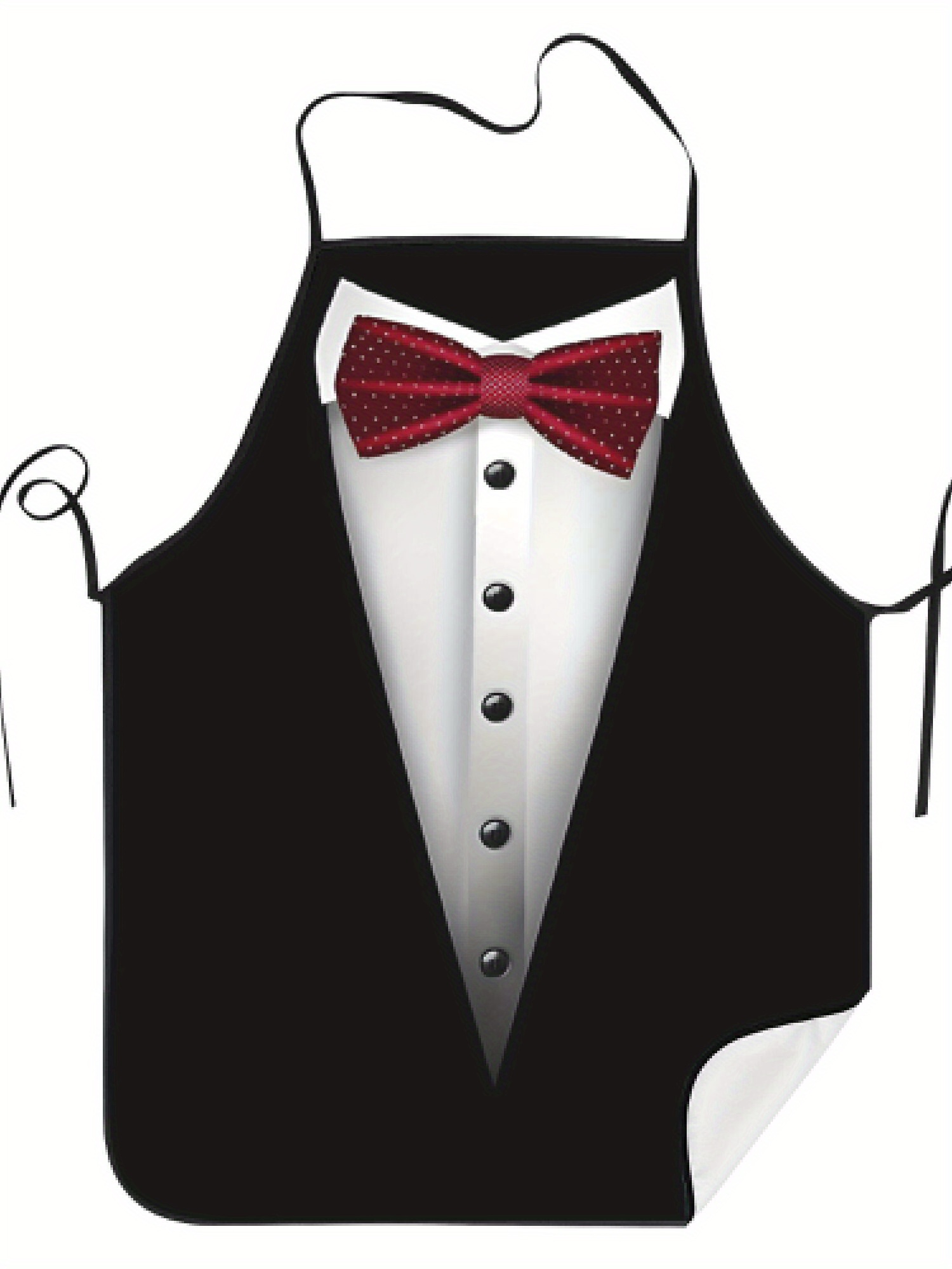 Men Formal Wear Red - Grembiule da cuoco rosso con papillon,