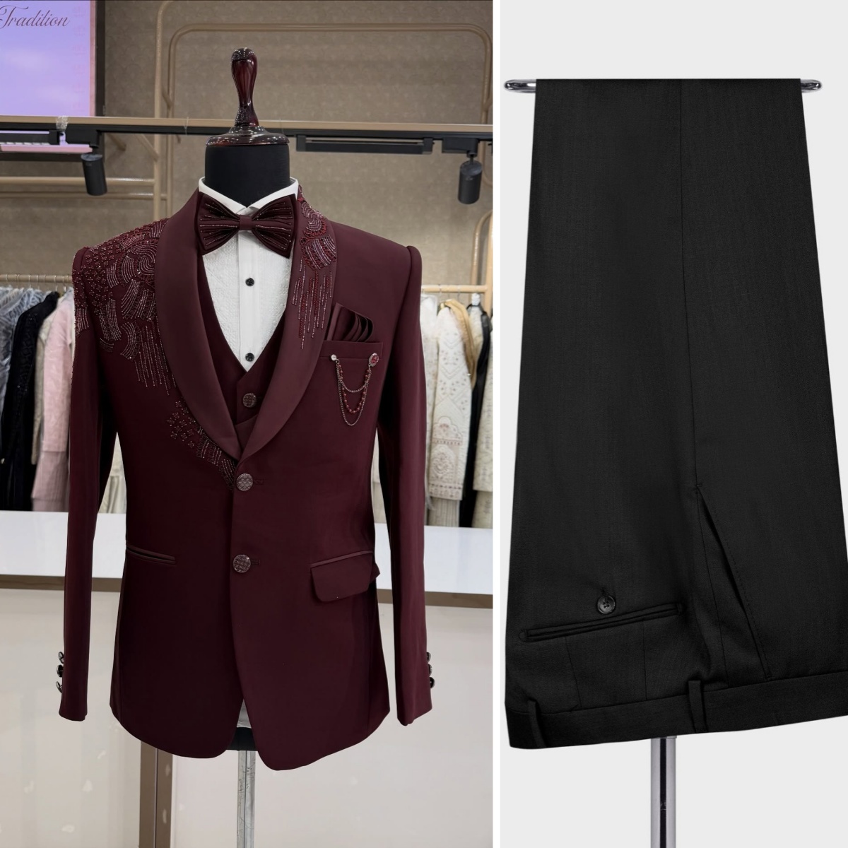 Set di 3 Pezzi Smoking da Spos - Men Formal Wear Red recensione e prezzo