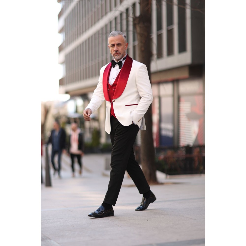 Smoking da uomo rosso bianco d - Men Formal Wear Red recensione e prezzo