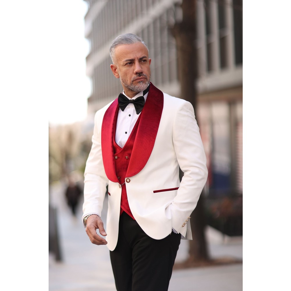 Smoking da uomo rosso bianco d - Men Formal Wear Red recensione e prezzo